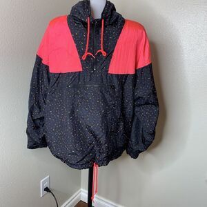 Bocoo Vintage Pink Black Jacket Windbreaker Active Jacket Sz Large L 1/2 Zip